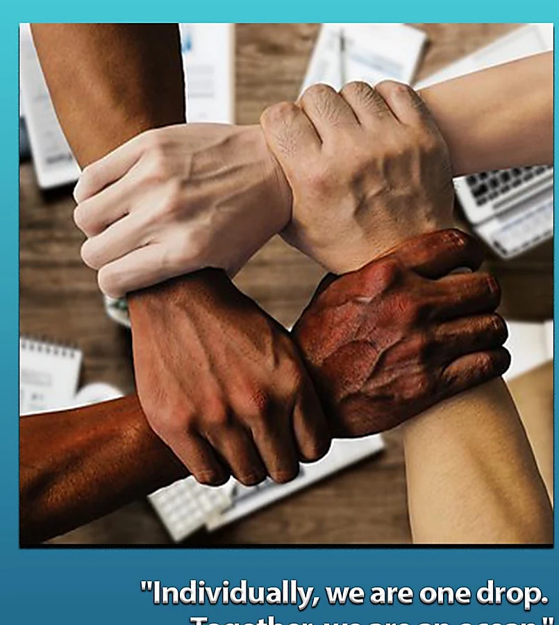 People joining hands to represent global cooperation