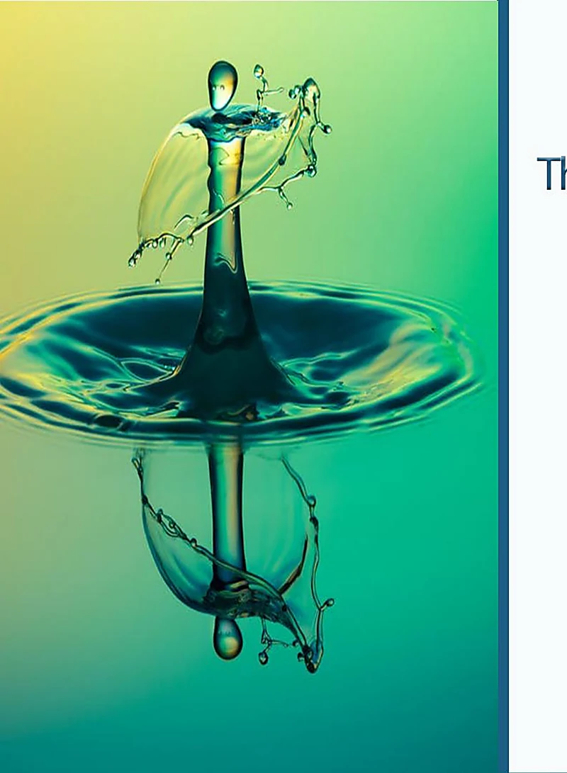 Artistic water droplet and splash